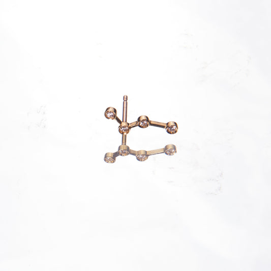 18K yellow gold and diamonds earrings in the shape of a constellation by 11th house. Made in Italy