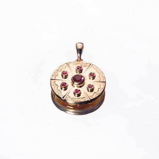 18k Yellow gold pendant with Pink Tourmaline stones by 11th house, Made in Italy