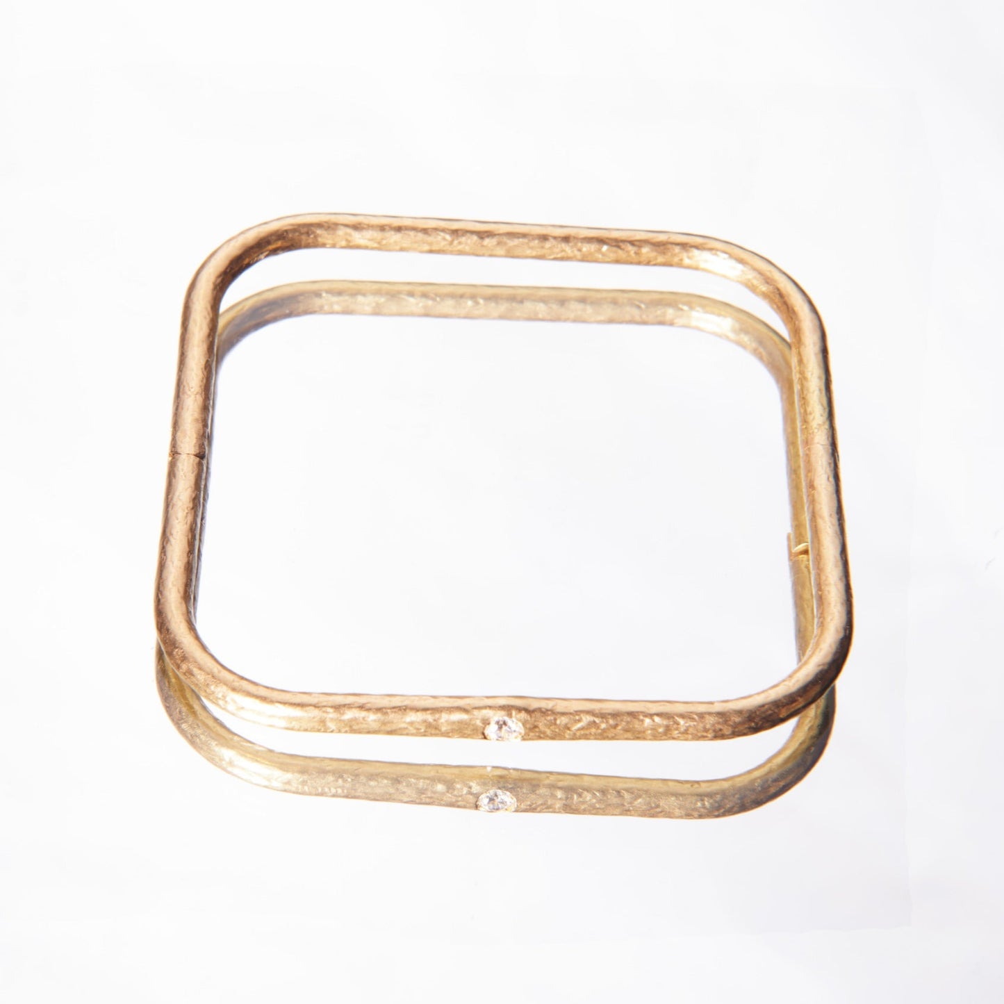 yellow gold square bracelet with diamond made by 11th house jewelry