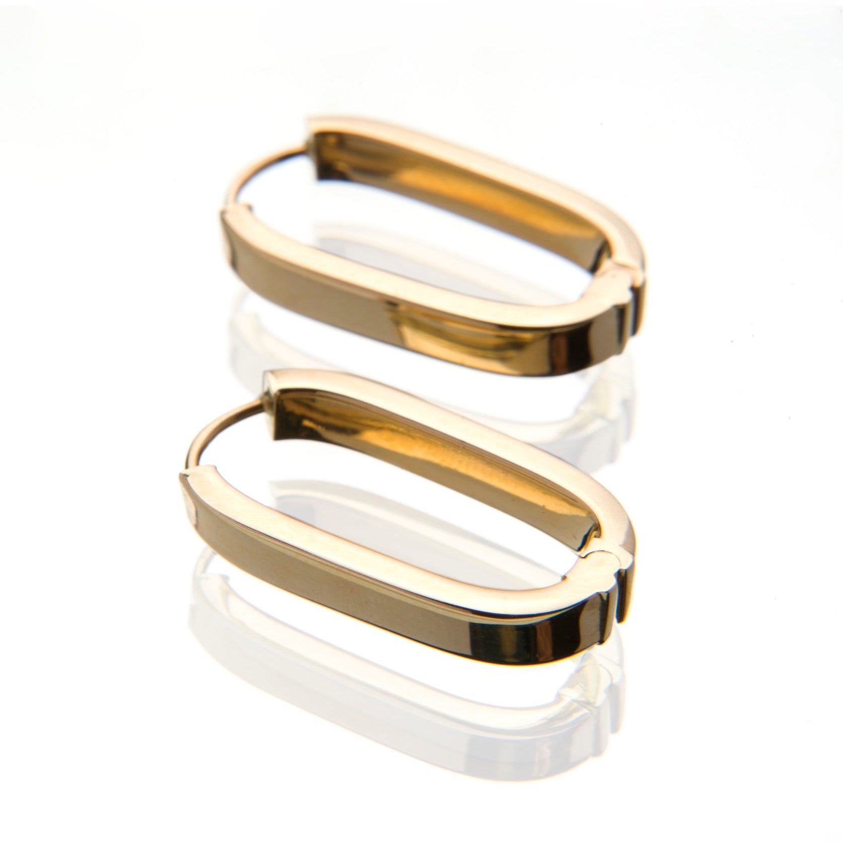 14K yellow gold long hoop earrings by 11th house, Made in Italy