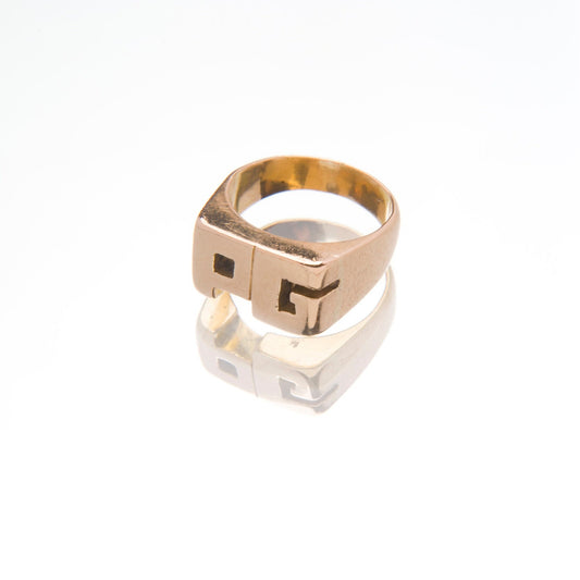 18K yellow solid gold by 11th house custom initials ring