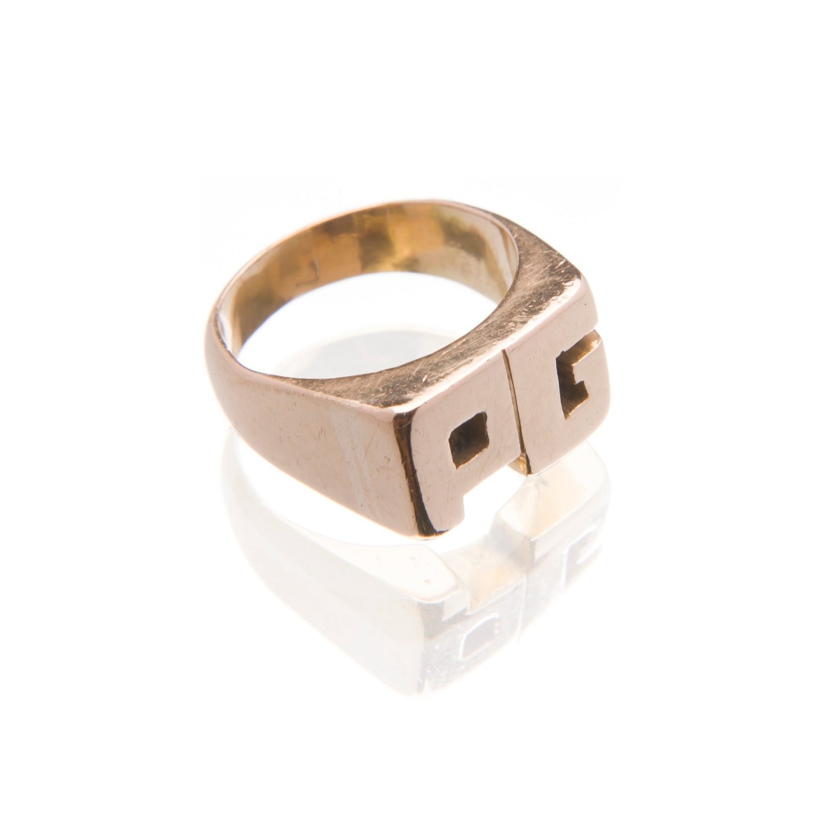 18K yellow solid gold ring with PG initials by 11th house